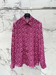 Kitlife Dior Blouse White Silk Twill with Navy Pink Miss Dior Allover Motif - 1