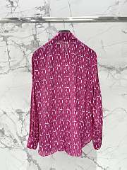 Kitlife Dior Blouse White Silk Twill with Navy Pink Miss Dior Allover Motif - 2