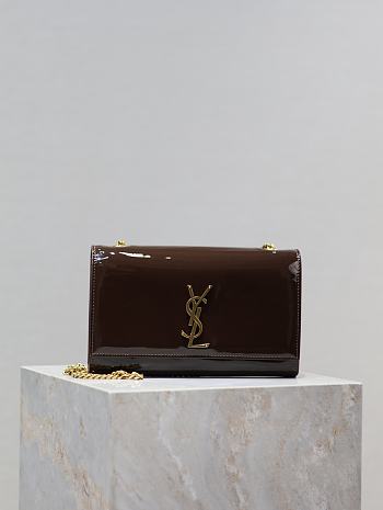 kitlife SAINT LAURENT Medium Kate Patent Leather Chain Shoulder Bag - 24x14.5x5cm