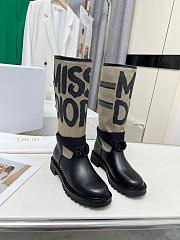 D-Major Boot Warm Taupe Technical Canvas with Black Miss Dior Graffiti Print and Black Calfskin  - 1