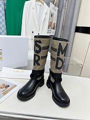 D-Major Boot Warm Taupe Technical Canvas with Black Miss Dior Graffiti Print and Black Calfskin  - 5