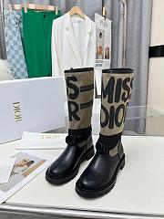 D-Major Boot Warm Taupe Technical Canvas with Black Miss Dior Graffiti Print and Black Calfskin  - 2