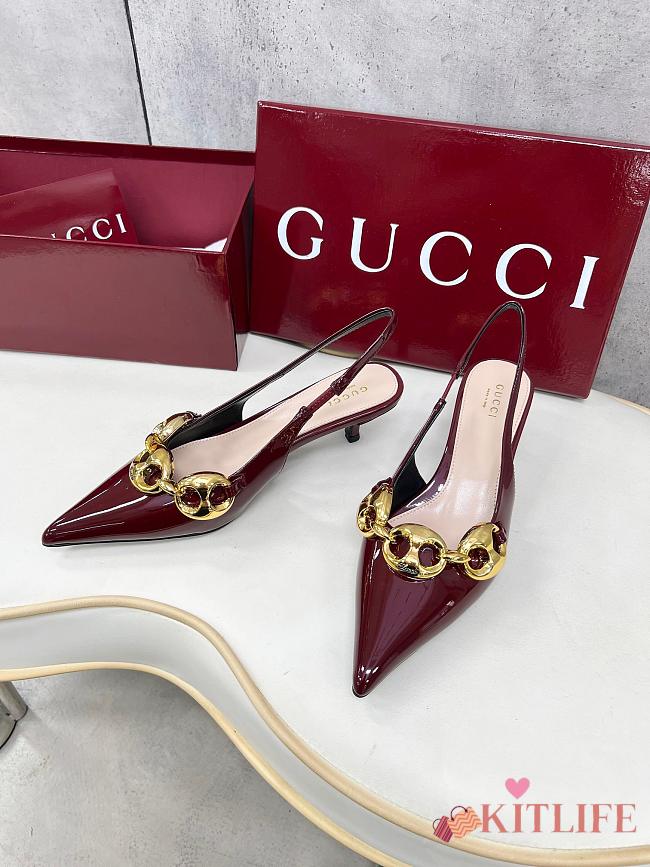 gucci Women's slingback with Marina chain 45mm red - 1