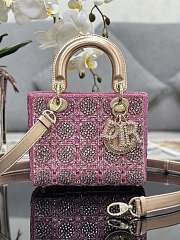 kitlife Dior Bag Metallic Calfskin And Satin With Rose Des Vents Resin Pearl Embroidery - 20 x 16.5 x 8cm - 1