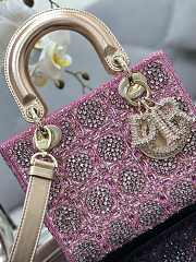 kitlife Dior Bag Metallic Calfskin And Satin With Rose Des Vents Resin Pearl Embroidery - 20 x 16.5 x 8cm - 4