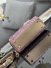 kitlife Dior Bag Metallic Calfskin And Satin With Rose Des Vents Resin Pearl Embroidery - 20 x 16.5 x 8cm - 5