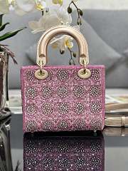 kitlife Dior Bag Metallic Calfskin And Satin With Rose Des Vents Resin Pearl Embroidery - 20 x 16.5 x 8cm - 3