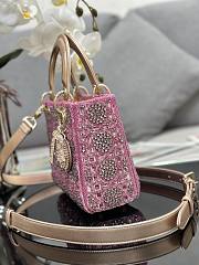 kitlife Dior Bag Metallic Calfskin And Satin With Rose Des Vents Resin Pearl Embroidery - 20 x 16.5 x 8cm - 2