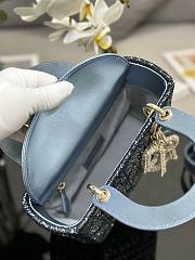 kitlife Dior Bag Metallic Calfskin And Satin With blue Des Vents Resin Pearl Embroidery - 20 x 16.5 x 8cm - 6