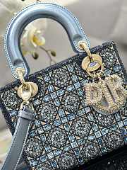 kitlife Dior Bag Metallic Calfskin And Satin With blue Des Vents Resin Pearl Embroidery - 20 x 16.5 x 8cm - 4