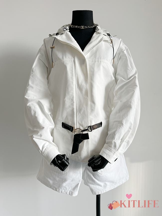 kitlife Louis Vuitton White Synthetic & Cotton Short Hooded Parka 1A5TTF - 1