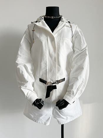 kitlife Louis Vuitton White Synthetic & Cotton Short Hooded Parka 1A5TTF