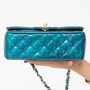 kitlife Chanel Blue Green Patent Rectangular Flap Bag - 20x12x6.5cm - 6