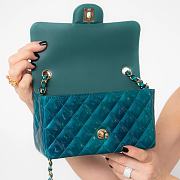 kitlife Chanel Blue Green Patent Rectangular Flap Bag - 20x12x6.5cm - 3