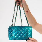 kitlife Chanel Blue Green Patent Rectangular Flap Bag - 20x12x6.5cm - 2