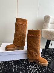 kitlife Women CELINE Bulky High Boot With Triomphe Tassels In Shearling And Suede Calfskin Leather - 3