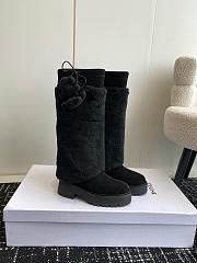 kitlife Women CELINE Bulky High Boot With Triomphe Tassels In Shearling And Suede Calfskin Leather black - 1