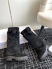 kitlife Women CELINE Bulky High Boot With Triomphe Tassels In Shearling And Suede Calfskin Leather black - 3
