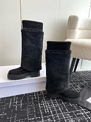 kitlife Women CELINE Bulky High Boot With Triomphe Tassels In Shearling And Suede Calfskin Leather black - 2