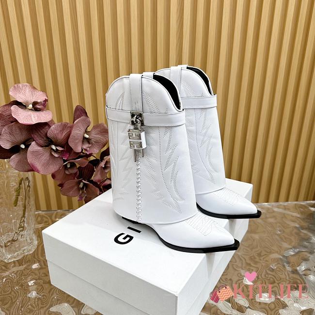 kitlife givenchy Shark Lock Cowboy ankle boots in leather white - 1
