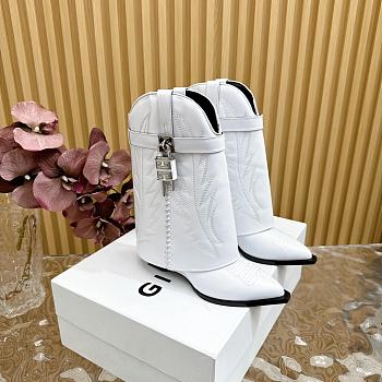 kitlife givenchy Shark Lock Cowboy ankle boots in leather white