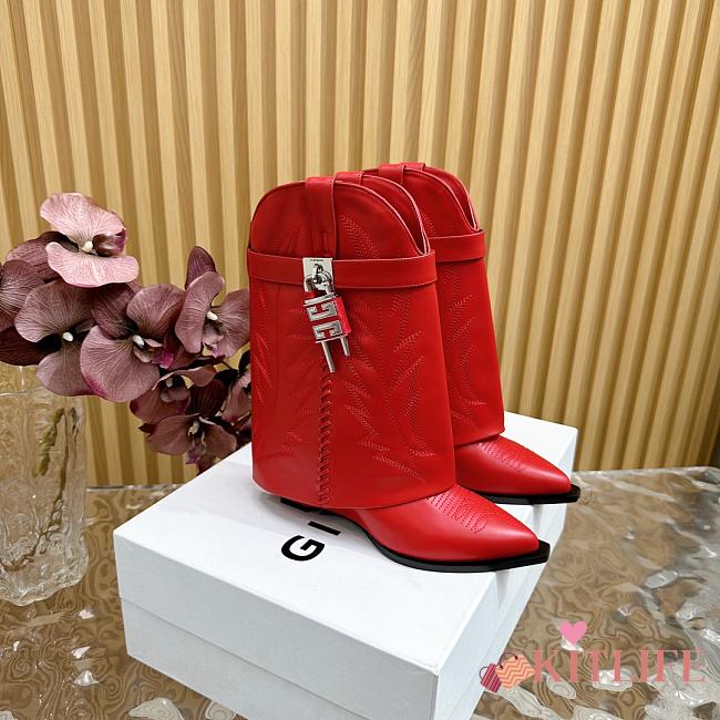 kitlife givenchy Shark Lock Cowboy ankle boots in leather red - 1