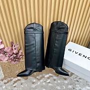 kitlife givenchy Shark Slip-on high boots Lock Cowboy boots soft leather black - 4