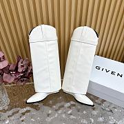 kitlife givenchy Shark Slip-on high boots Lock Cowboy boots soft leather white - 4