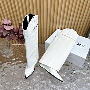 kitlife givenchy Shark Slip-on high boots Lock Cowboy boots soft leather white - 2