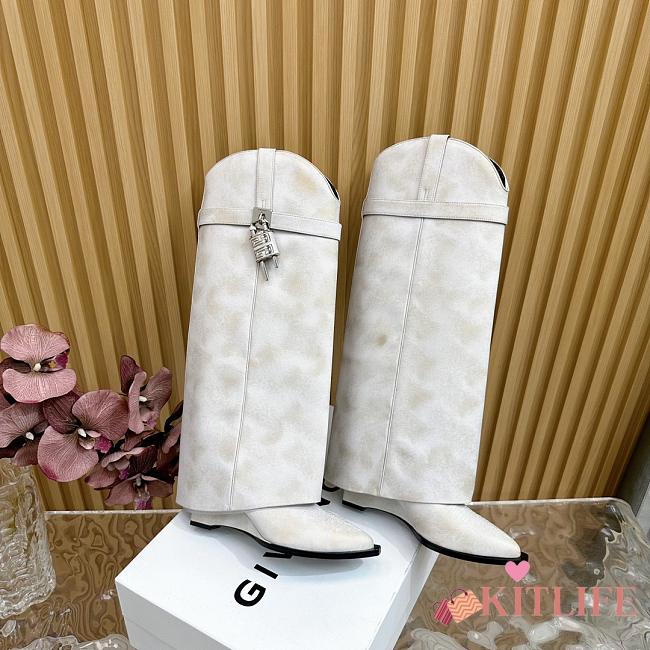kitlife givenchy Shark Lock Cowboy boots in aged leather ivory - 1