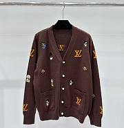 kitlife Louis Vuitton Embroidered Cotton Cardigan brown - 1