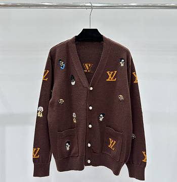 kitlife Louis Vuitton Embroidered Cotton Cardigan brown