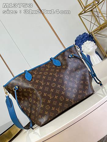 kitlife LV Neverfull Bandoulière Inside Out MM blue M11947 -28 x 14 x 31 cm