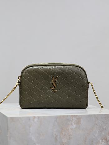 kitlife Saint Laurent Gaby patent leather shoulder bag green - 19x3x3.5cm