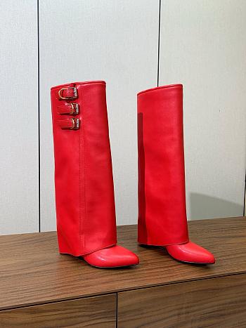 kitlife Givenchy Shark Lock Buckles leather ankle boots red