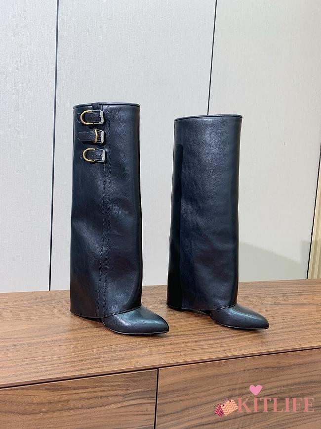 kitlife Givenchy Shark Lock Buckles leather ankle boots black - 1