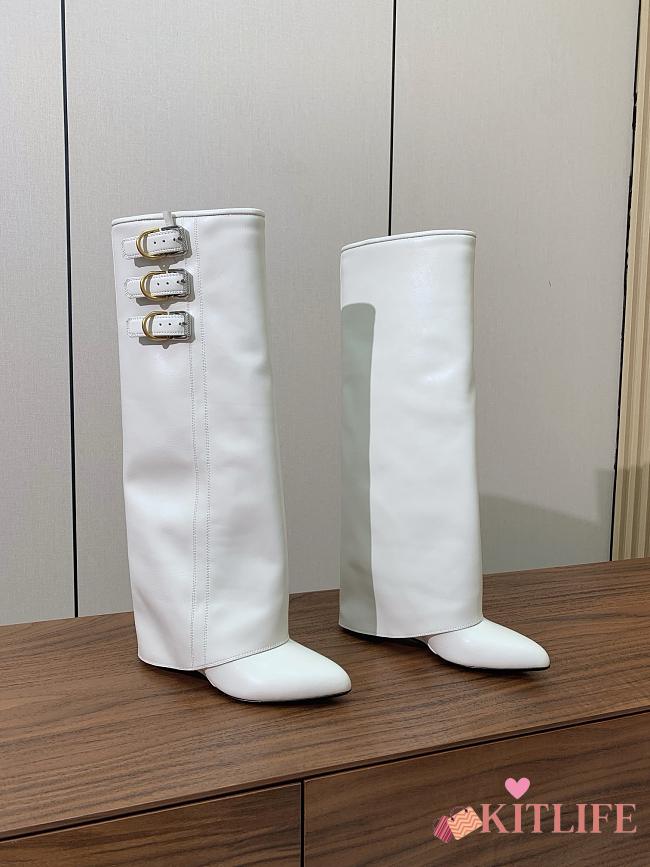 kitlife Givenchy Shark Lock Buckles leather ankle boots white - 1