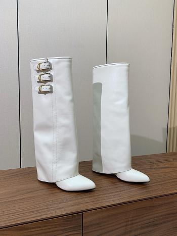 kitlife Givenchy Shark Lock Buckles leather ankle boots white