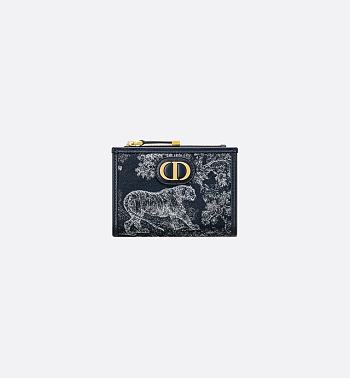 kitlife 30 Montaigne Dahlia Wallet Blue Toile de Jouy Reverse Jacquard 11.5 x 9 x 2 cm