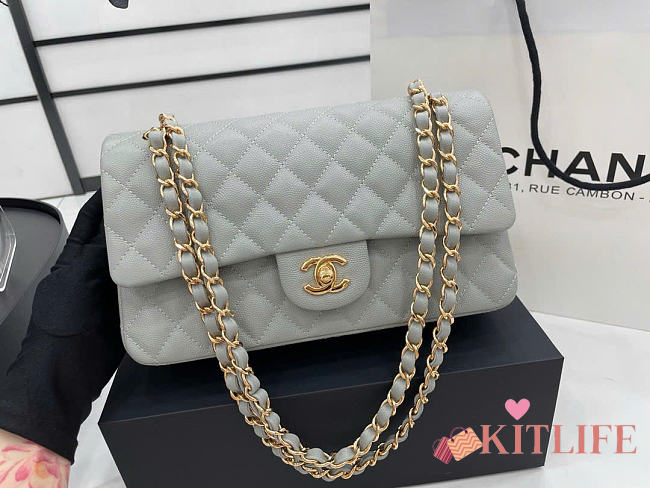 Kitlife Chanel flap bag gray gold hardware - 25cm - 1