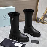 kitlife Prada Leather and shearling boots black  - 6