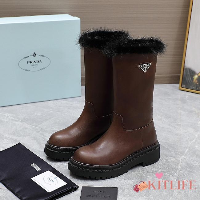 kitlife Prada Leather and shearling boots brown - 1