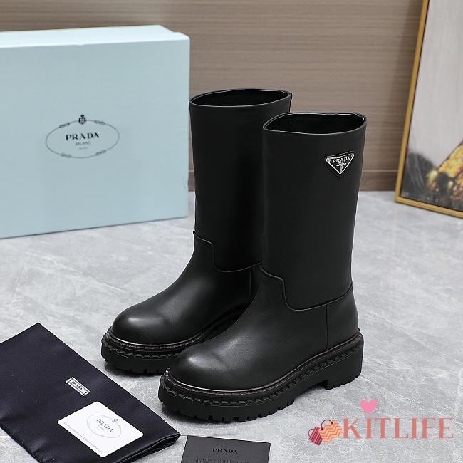 kitlife Prada Leather and shearling boots black 01 - 1