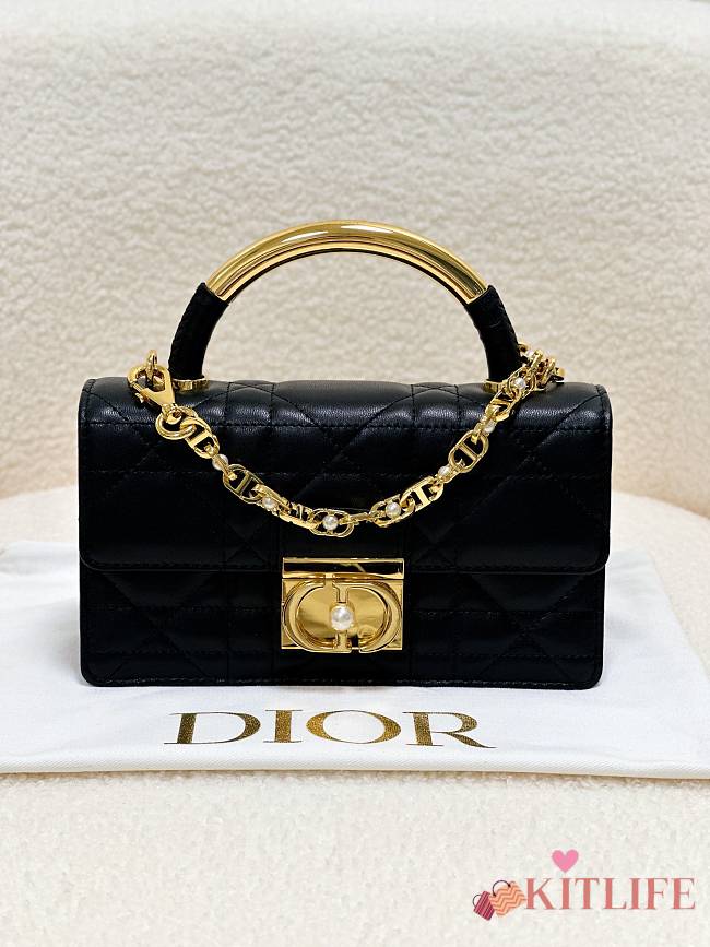 kitlife Mini Dior Ange Bag Latte Macrocannage Lambskin black - 20x5x12cm - 1