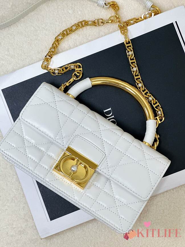 kitlife Mini Dior Ange Bag Latte Macrocannage Lambskin White - 20x5x12cm - 1