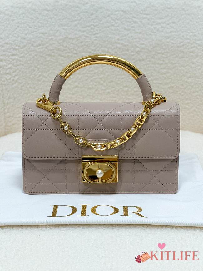 kitlife Mini Dior Ange Bag Latte Macrocannage Lambskin beige - 20x5x12cm - 1