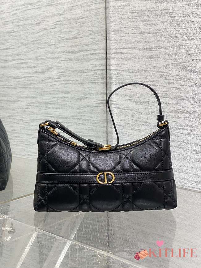 Kitlife Dior Caro Mini Hobo Shoulder Bag Black - 23 x 13 x 6 cm - 1