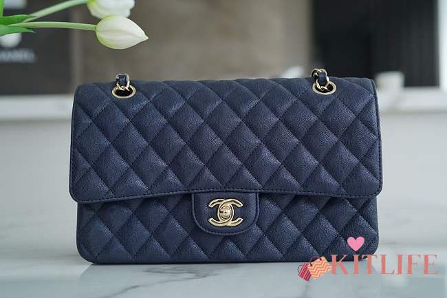Kitlife Chanel flap bag navy color caviar leather - 25cm - 1