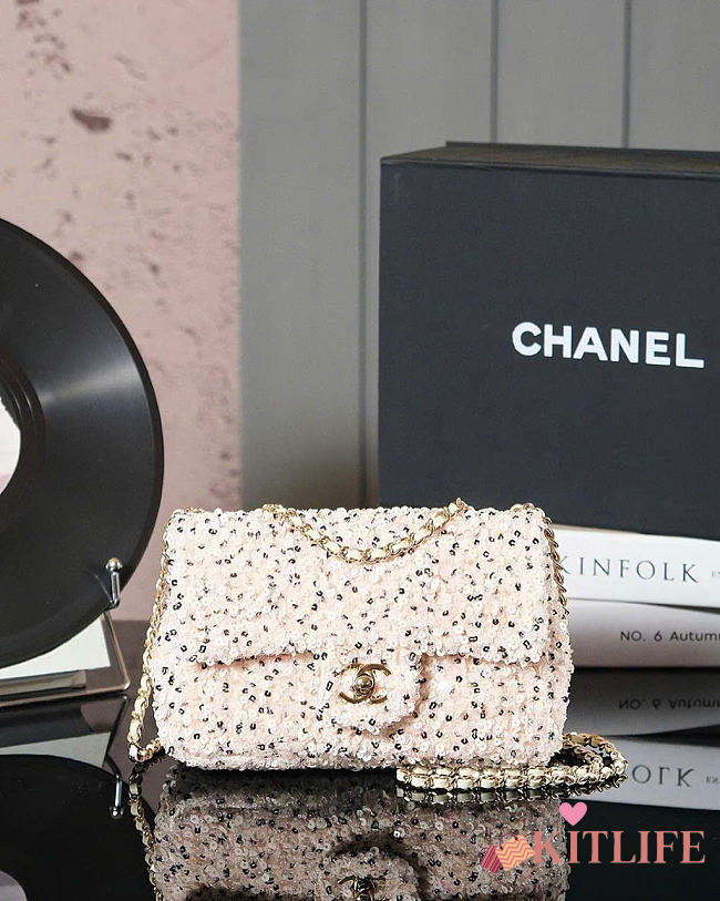 kitlife Chanel Evening Bag Sequins & Gold-Tone Metal White & Silver - 20x10x7cm - 1