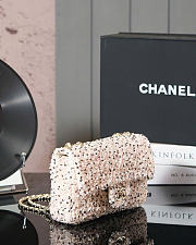 kitlife Chanel Evening Bag Sequins & Gold-Tone Metal White & Silver - 20x10x7cm - 3